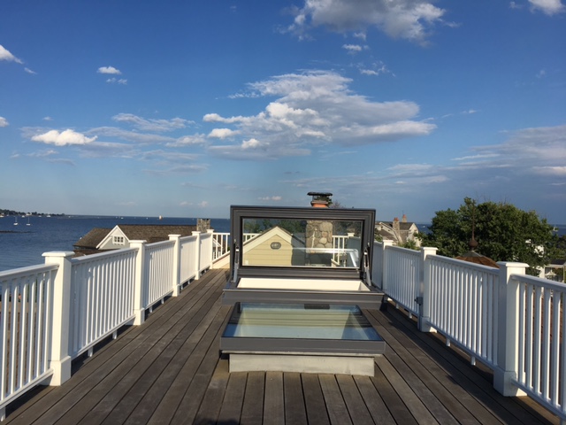 Glazing Vision Skydoor and Fixed Skylight on a roof deck in Old Greenwich, CT